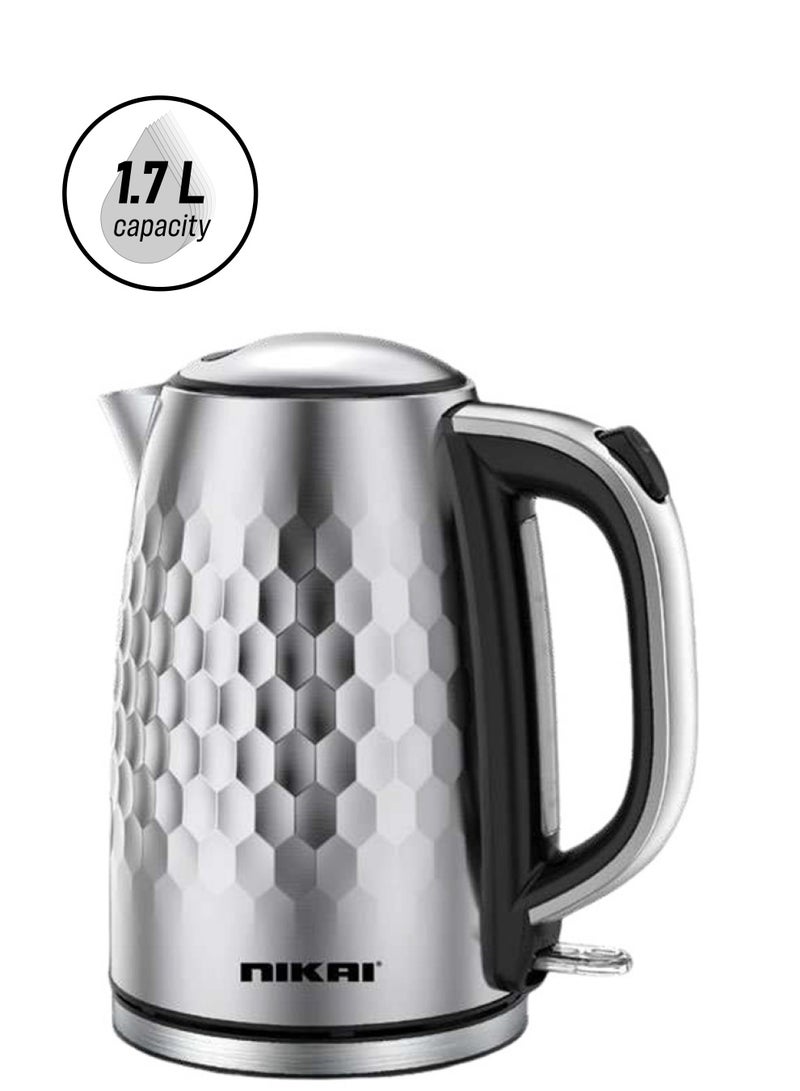 NIKAI - Double Layer Kettle, Stainless Steel Body, 1850-2200 Watts, Indicator Light, Cool Touch, 1.7L Capacity 1.7 L 2200 W NK592SS Silver - Image 1