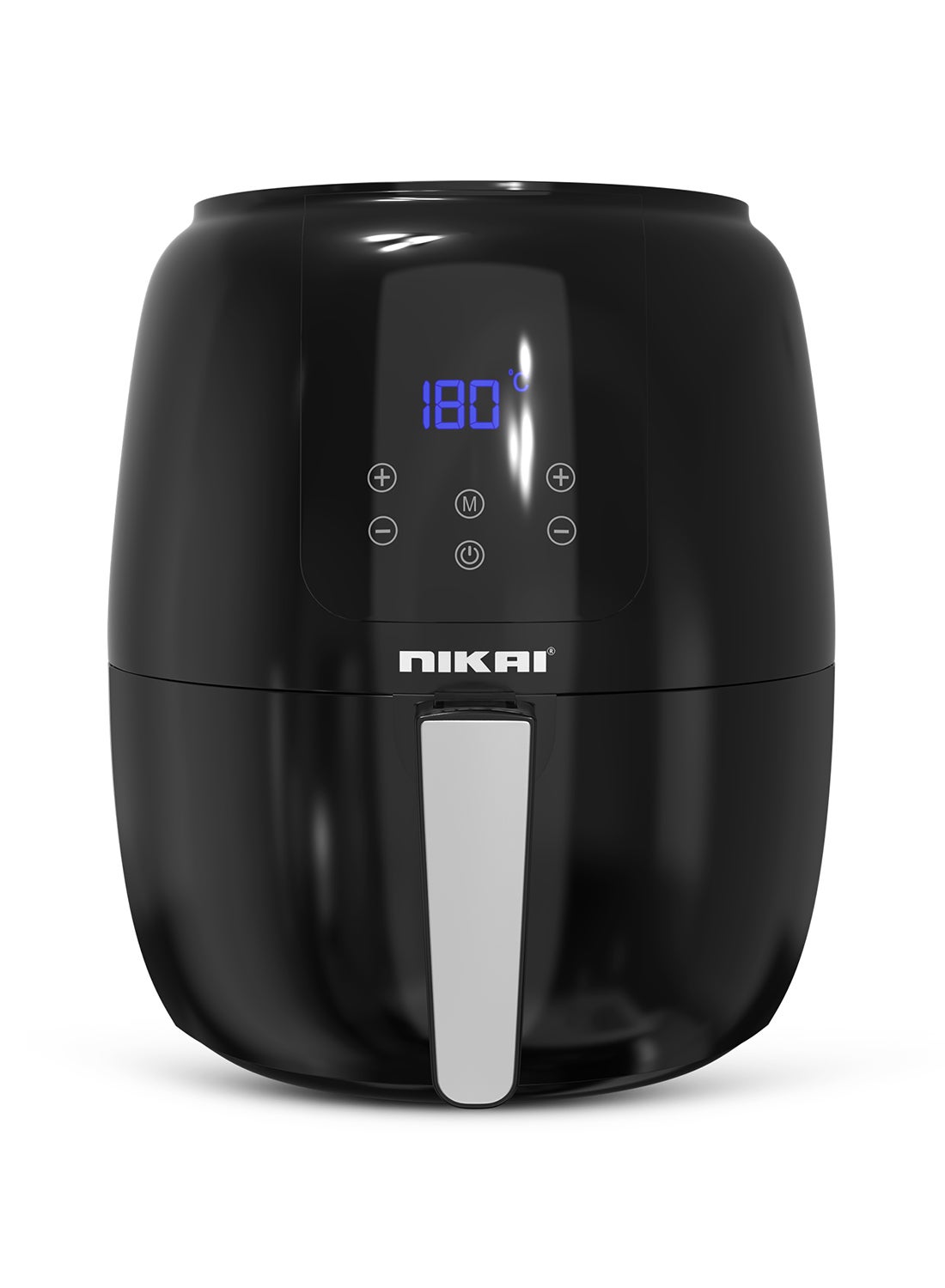 NIKAI 9L Digital Air Fryer with 1800W Power | 80-200°C Temperature Range | 60-Minute Timer | Overheating Protection | Non-Stick Coated Pan & Dishwasher Safe 9 L 1800 W NAF999D Black 