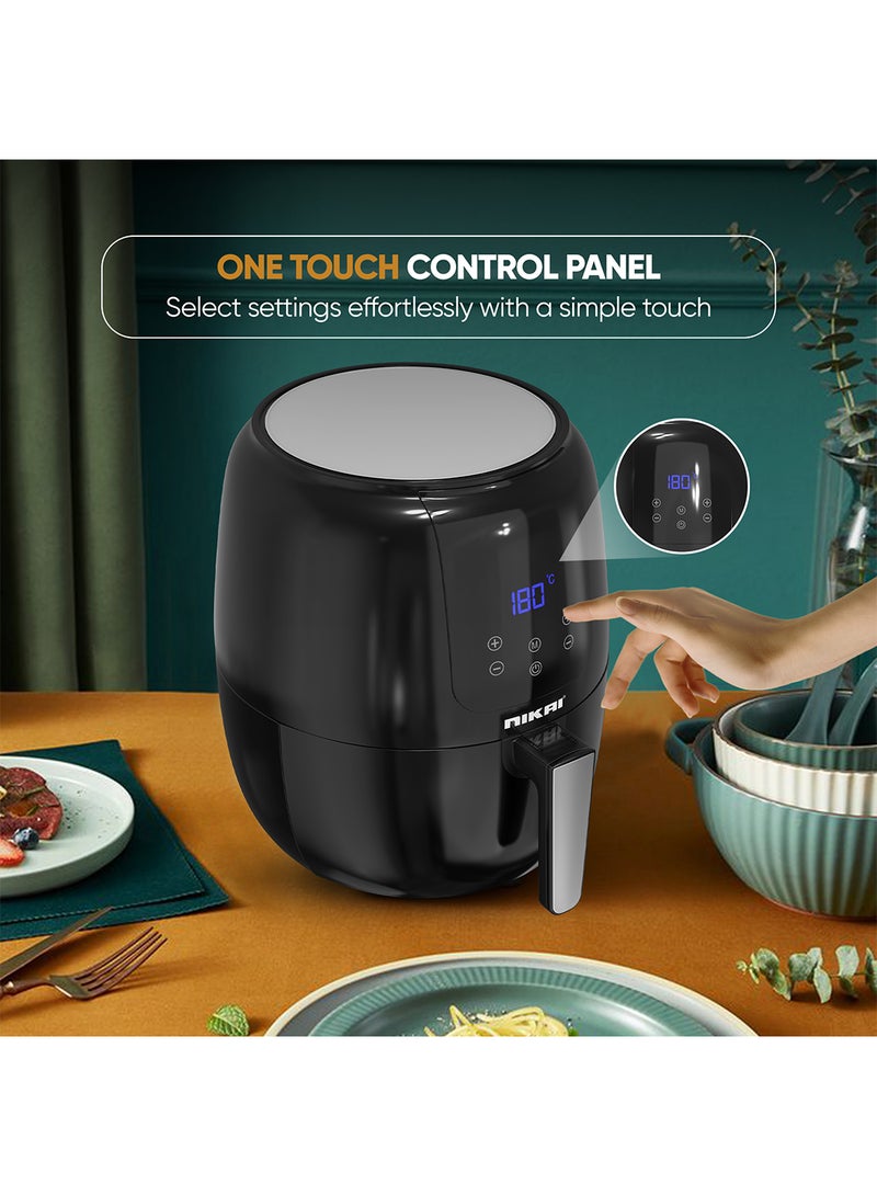 NIKAI 9L Digital Air Fryer with 1800W Power | 80-200°C Temperature Range | 60-Minute Timer | Overheating Protection | Non-Stick Coated Pan & Dishwasher Safe 9 L 1800 W NAF999D Black  - Image 3