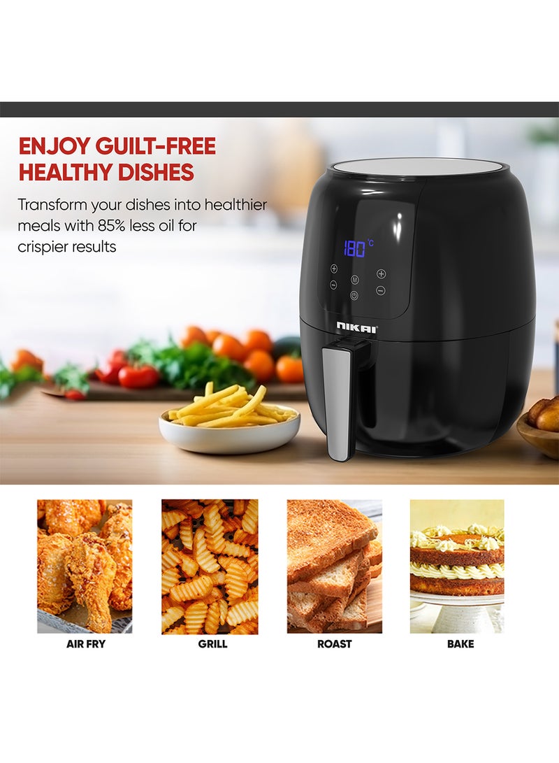 NIKAI 9L Digital Air Fryer with 1800W Power | 80-200°C Temperature Range | 60-Minute Timer | Overheating Protection | Non-Stick Coated Pan & Dishwasher Safe 9 L 1800 W NAF999D Black  - Image 5