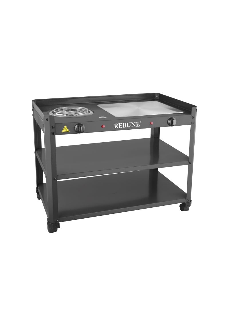 REBUNE Electric Grill and Heater - Fast Heating and Excellent Performance 1250 W RE-4-063B Black 