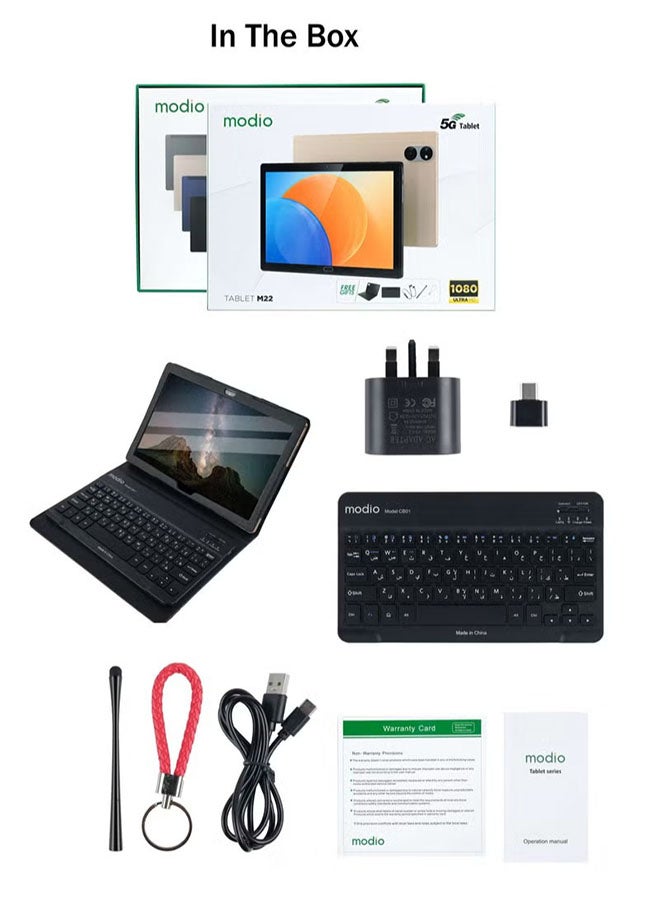 موديو تابلت M22 بشاشة 10.1 بوصة، ثنائي الشريحة، أزرق، 8 جيجابايت رام، 512 جيجابايت، 5G - إصدار الشرق الأوسط مع لوحة مفاتيح لاسلكية - Image 3