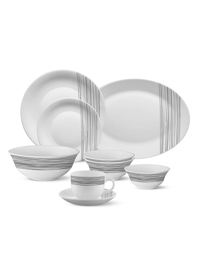 BOROSIL Larah Plano Opal 38 Pc Dinner Set Spring Fall White/Black  - Image 1