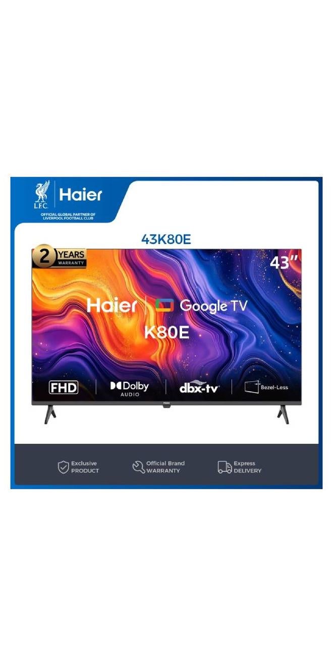 Haier 43 Inch FHD Smart Google TV - Dolby Audio - Stereo Speaker - Voice Control - HDR10 - Chromecast- HDMI 2.1 - Bezel-Less Design - H43K80EF Black - Image 1