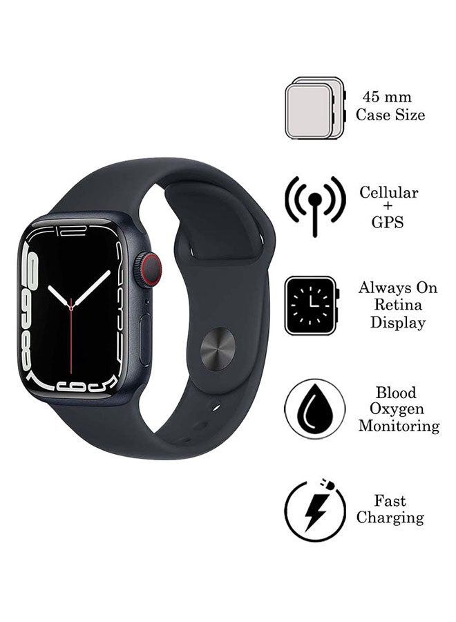 Apple - Renewed - Watch Series 7 GPS + Cellular 7 45mm Aluminium Case With Sport Band Midnight - Image 1