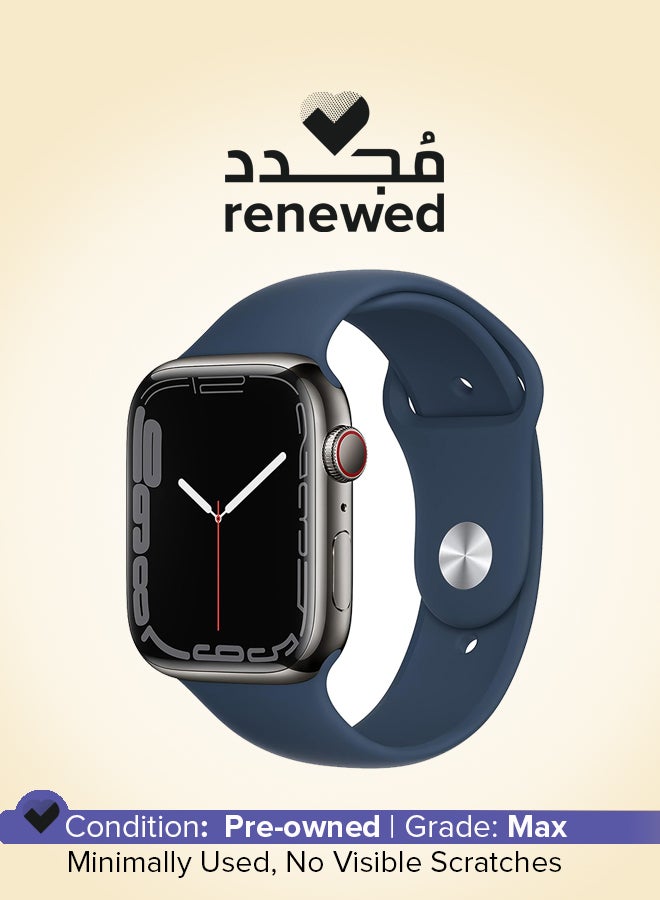Apple Renewed - Watch Series 7 (GPS + Cellular 45mm) Graphite Stainless Steel Case With Sport Band Abyss Blue - Image 1