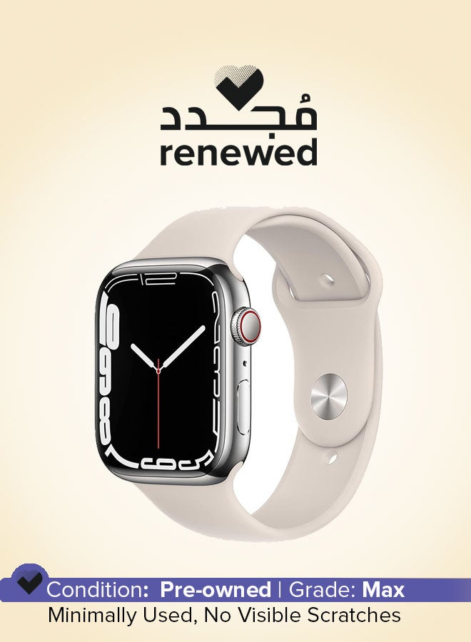 ابل  تم تجديده - ساعة السلسلة 7 (GPS + Cellular، 45 مم) هيكل من الفولاذ المقاوم للصدأ مع حزام رياضي - Image 1