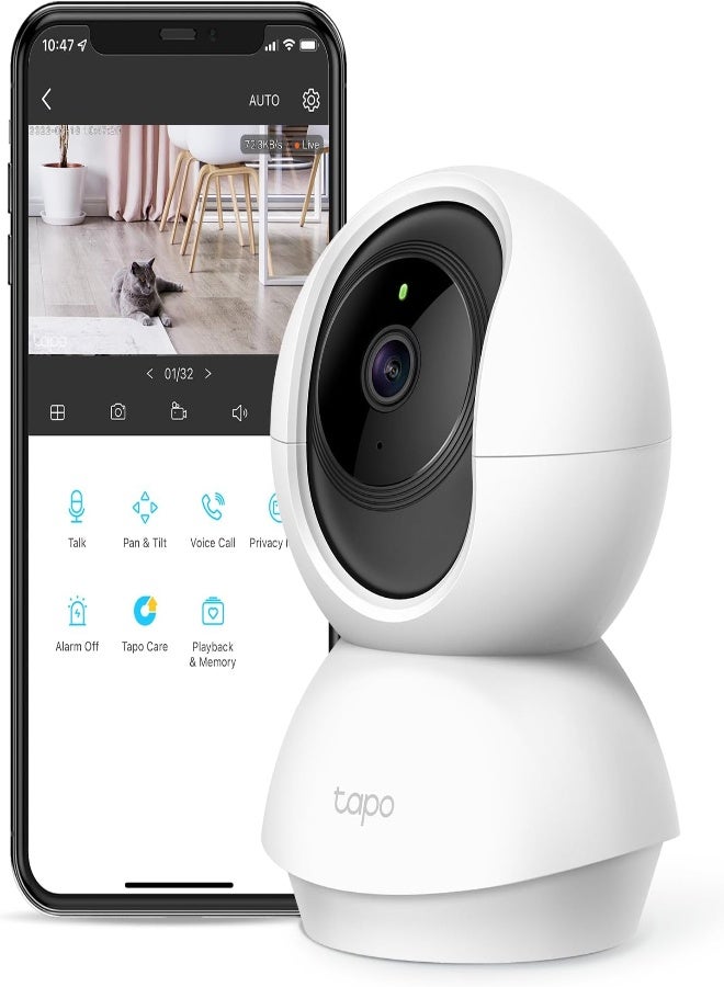 TP-LINK - Tapo Pan/Tilt Security Camera for Baby Monitor, Pet Camera w/Motion Detection, 1080P, 2-Way Audio, Night Vision, Cloud & SD Card Storage, Works with Alexa & Google Home (Tapo C200) - Image 1