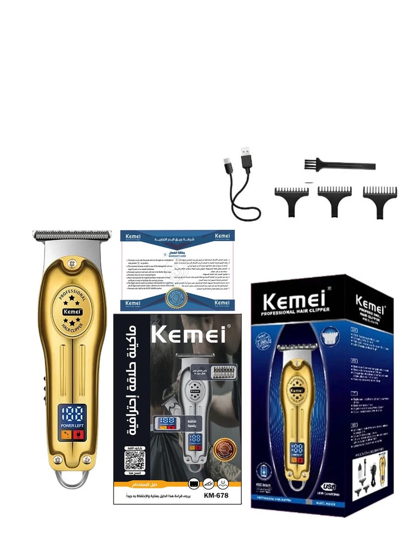 Kemei Professional Electric Hair Clipper with Digital LCD Display and USB Charging KM-678  - Image 1