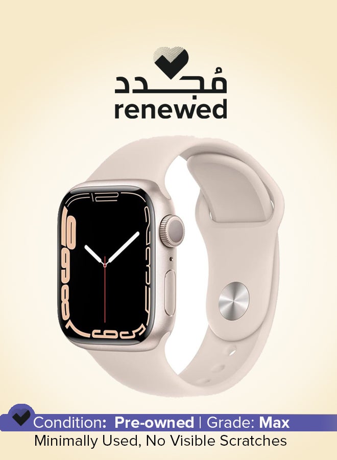 Apple Renewed - Watch Series 7 (GPS + Cellular, 41mm) Aluminum Case With Sport Band Starlight - Image 1