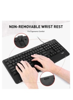 havit KB488L Rainbow Full Membrane Gaming Office Keyboard Ergonomic Design With Wrist Rest For PC Desktop, 108 Keys | AR /Eng Layout  - Image 5