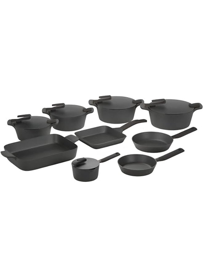 PYREX - 23 Pieces Granite Set Artisan Gray 4 pots 20-24-26-30+2 frying pans 20-24 + oven dish 31 + sauce pan 16 + grill 28 + 5 utensils set+ 4 silicon holderscm - Image 1