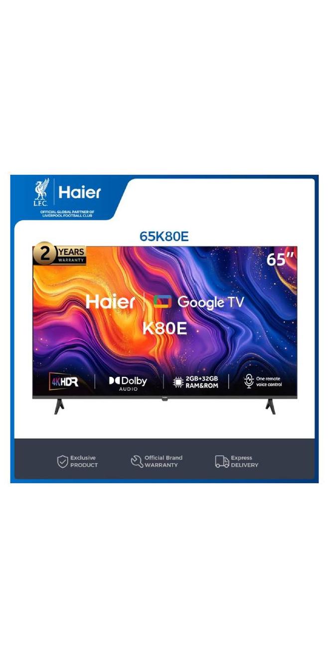 هاير تلفزيون هاير 65 بوصة 4K UHD Smart LED مع جهاز استقبال مدمج - H65K80EU - Image 1