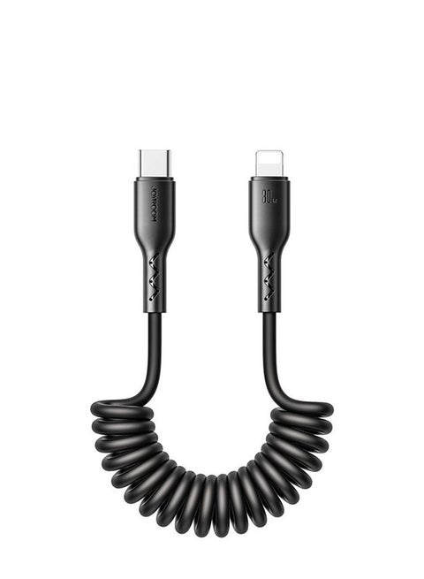S-A38 Easy Travel Series Type-C to Lightening Coiled Data Cable 5ft, 30W, 1.5m - Black