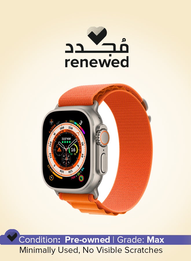 Apple Renewed - Watch Ultra GPS + Cellular, 49mm Titanium Case With Alpine Loop - Large Orange  - Image 1