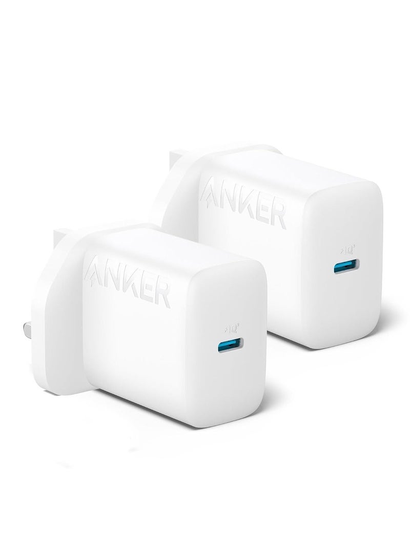 Anker - USB C Plug, iPhone Charger, 2-Pack 20W USB C Fast Wall Charger, USB C Charger Block for iPhone 16/16 Plus / 16 Pro / 16 Pro Max/iPad Pro/AirPods Pro 2 and More (Cable Not Included) Snow - Image 1