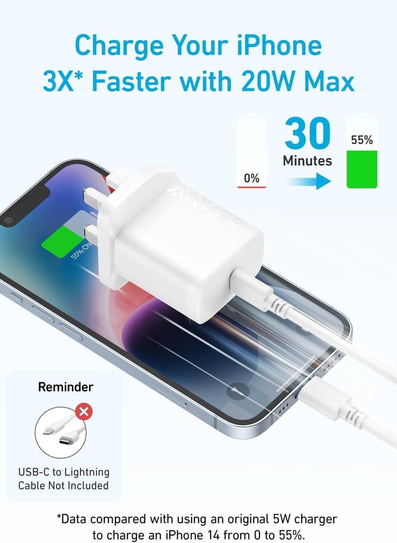 Anker - USB C Plug, iPhone Charger, 2-Pack 20W USB C Fast Wall Charger, USB C Charger Block for iPhone 16/16 Plus / 16 Pro / 16 Pro Max/iPad Pro/AirPods Pro 2 and More (Cable Not Included) Snow - Image 1
