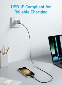 آنكر كابل 310 USB C إلى USB C (مضفر بطول 3 أقدام) 60 وات أسود سبج  - Image 4