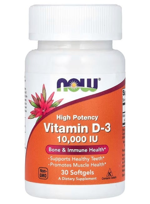Vitamin D-3, High Potency, 10,000 IU, 30 Softgels