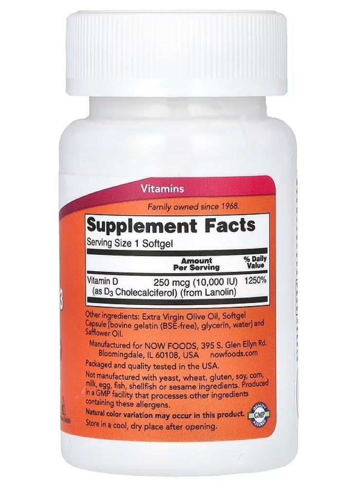 Now Vitamin D-3 High Potency Softgels 10000Iu 30'S