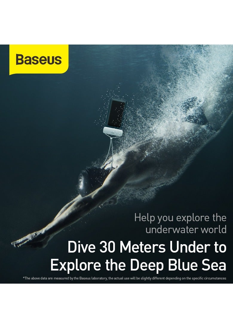 Baseus AquaGlide Waterproof Phone Case, IPX8 Certified 30M Waterproof Phone Pouch Waterproof Cell Phone Case Fit for Big Phones up to 7.2" For iPhone 15 Pro Max/Plus/14/13/12/Samsung/S24/S23 Ultra- White  - Image 2