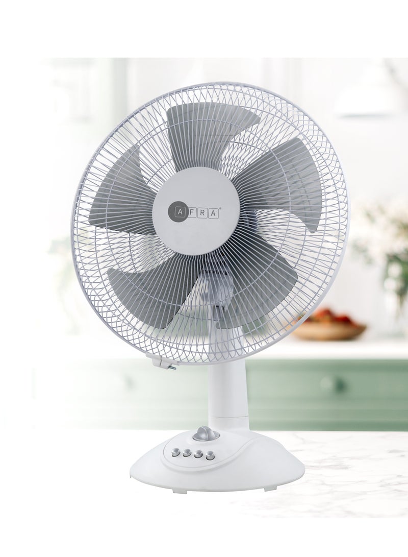 AFRA - Table Fan, 12 Inch, 60w, 1200 RPM, With 3 Speed Controller 60 Minutes Timer, 1 Year Warranty AF-1260TFWT White - Image 1