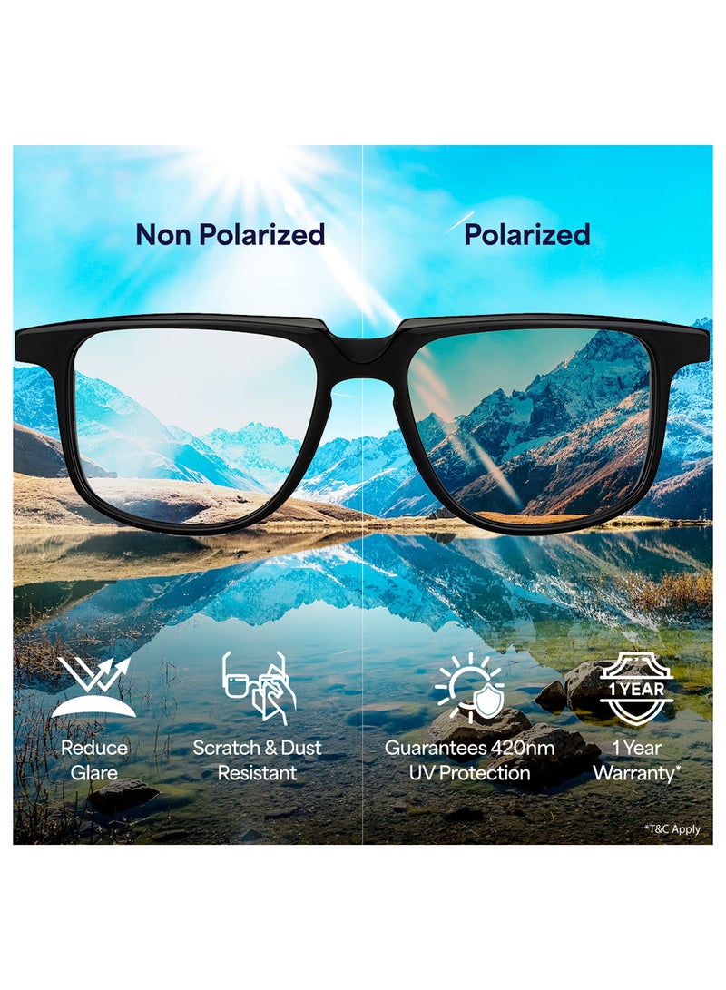 VINCENT CHASE - Unisex Polarized Rectangular Sunglasses - VC S14078 - Lens Size: 53 Mm - Image 1