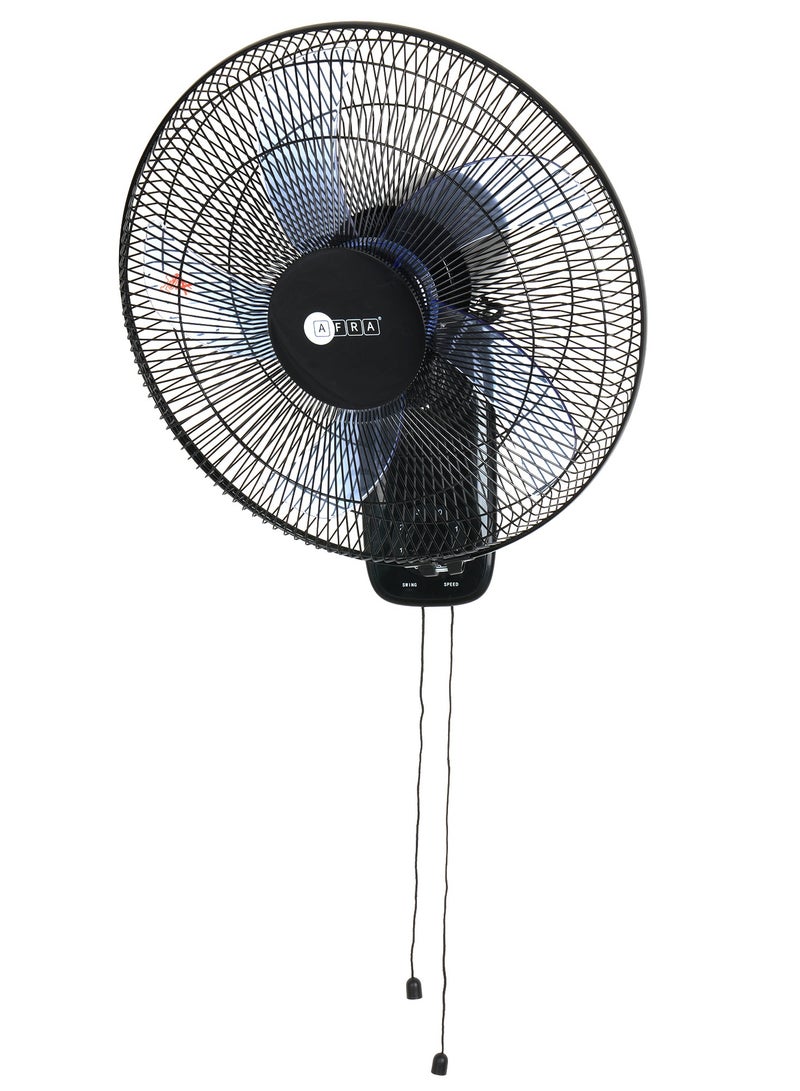 عفرا مروحة AFRA المثبتة على الحائط، 16 بوصة، 60 وات، معدل تدفق 5.5 متر مكعب/دقيقة، تذبذب 90 درجة، سرعة دوران 1250 دورة في الدقيقة مع 3 إعدادات للسرعة، أسود، AF-1612WFBK، ضمان لمدة عامين - Image 3