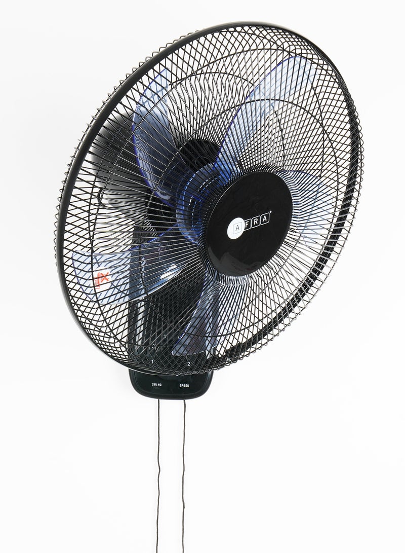 عفرا مروحة AFRA المثبتة على الحائط، 16 بوصة، 60 وات، معدل تدفق 5.5 متر مكعب/دقيقة، تذبذب 90 درجة، سرعة دوران 1250 دورة في الدقيقة مع 3 إعدادات للسرعة، أسود، AF-1612WFBK، ضمان لمدة عامين - Image 2
