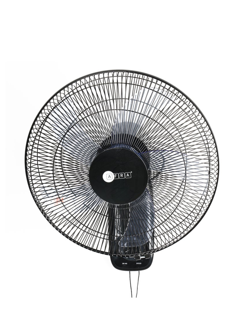 عفرا مروحة AFRA المثبتة على الحائط، 16 بوصة، 60 وات، معدل تدفق 5.5 متر مكعب/دقيقة، تذبذب 90 درجة، سرعة دوران 1250 دورة في الدقيقة مع 3 إعدادات للسرعة، أسود، AF-1612WFBK، ضمان لمدة عامين - Image 1