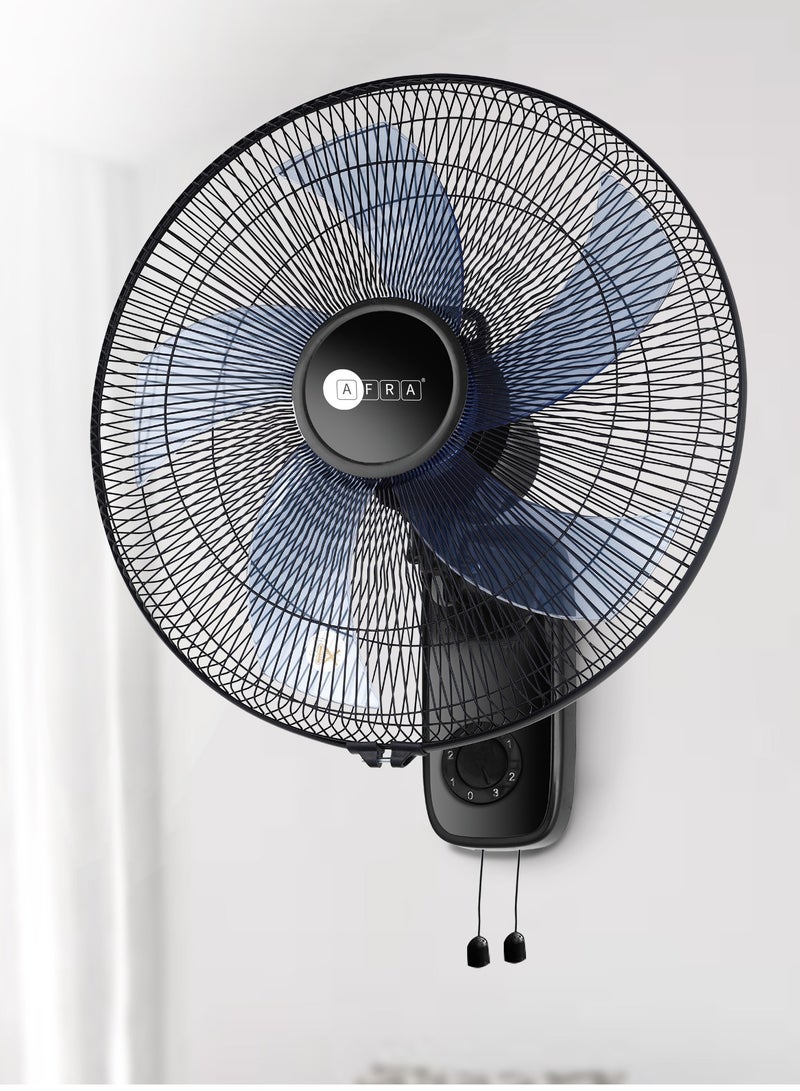 عفرا مروحة AFRA المثبتة على الحائط، 16 بوصة، 60 وات، معدل تدفق 5.5 متر مكعب/دقيقة، تذبذب 90 درجة، سرعة دوران 1250 دورة في الدقيقة مع 3 إعدادات للسرعة، أسود، AF-1612WFBK، ضمان لمدة عامين - Image 5