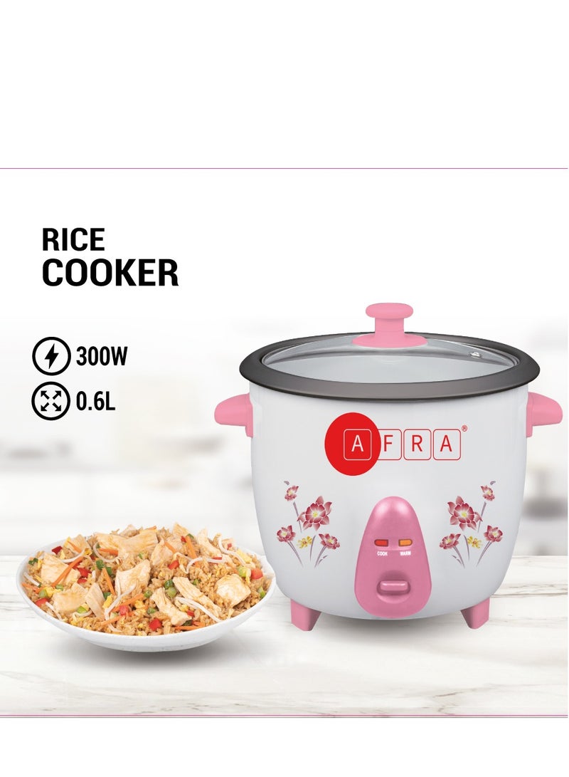 AFRA Rice Cooker | 0.6L Compact Capacity | 300W Power | Mini Portable Cooker | AC 110-240V| 2-Year Warranty 0.6 L 300 W AF-0630RCWT white  - Image 5