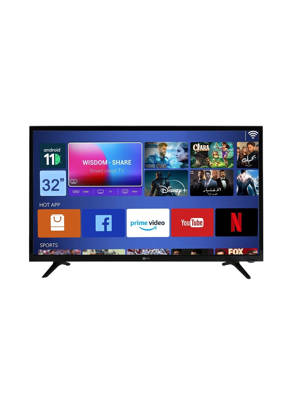 AFRA Smart TV, 32’’, HD, LED, Android 11, HDMI, USB, VGA, PC & Game Console Connection, Internet, Streaming, Netflix, Hulu, YouTube, Prime Video, 2 Years Warranty AF-3211HDBK Black 