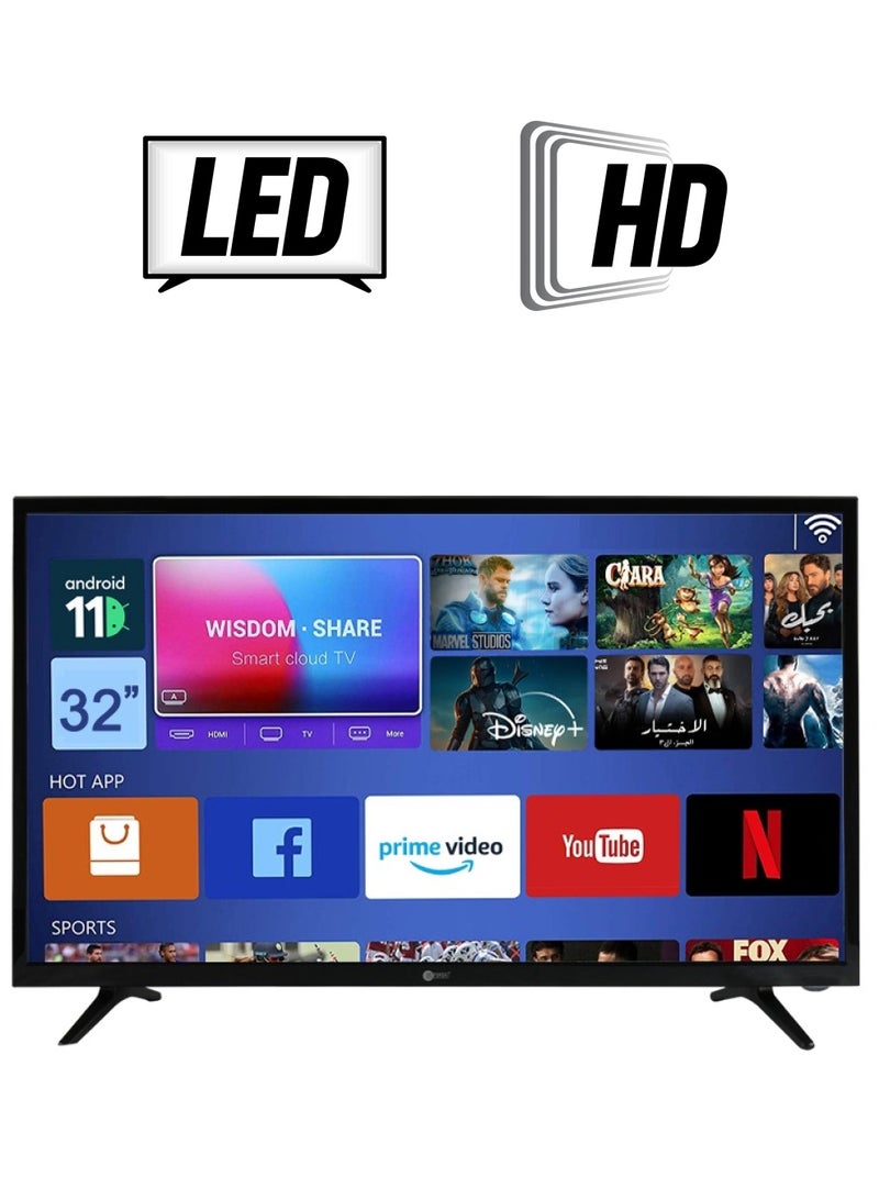 AFRA Smart TV, 32’’, HD, LED, Android 11, HDMI, USB, VGA, PC & Game Console Connection, Internet, Streaming, Netflix, Hulu, YouTube, Prime Video, 2 Years Warranty AF-3211HDBK Black  - Image 1