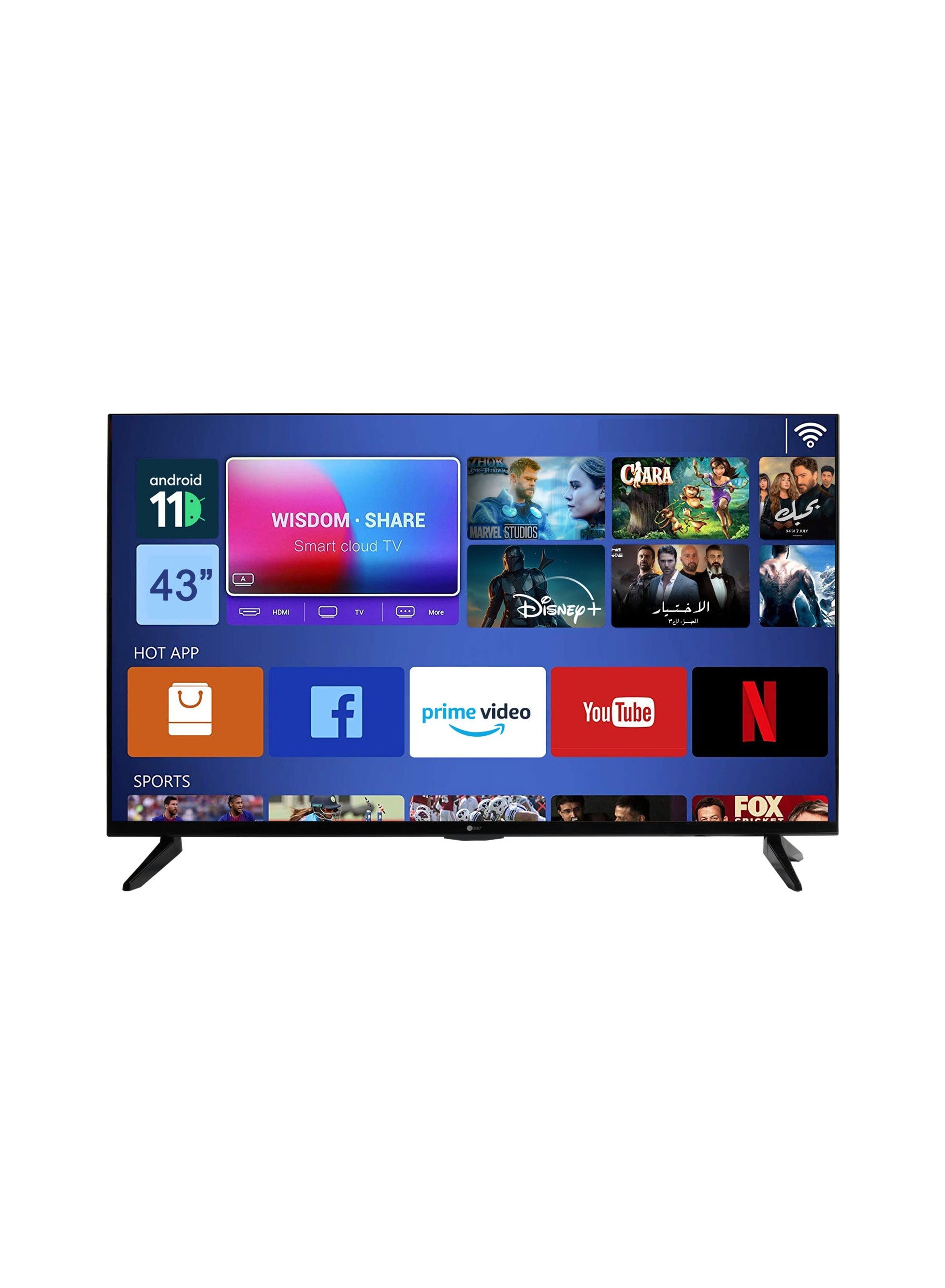 AFRA Smart TV 43’’ UHD 4K Frameless LED Android 11 HDMI USB VGA PC & Game Console Connection Internet Streaming Netflix Hulu YouTube Prime Video AF-43114KBK Black 