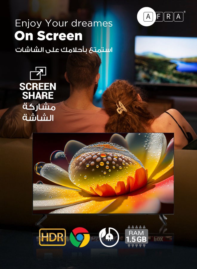 عفرا - تلفزيون ذكي 43 بوصة UHD 4K بدون إطار LED Android 11 HDMI USB VGA اتصال بالكمبيوتر ووحدة التحكم في الألعاب بث عبر الإنترنت Netflix Hulu YouTube Prime Video - Image 1