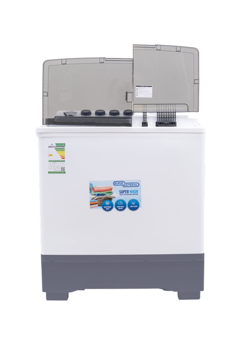 SUPER GENERAL Semi Automatic Washing Machine With Lint Filter 14 kg KSGW1555 White - Image 4