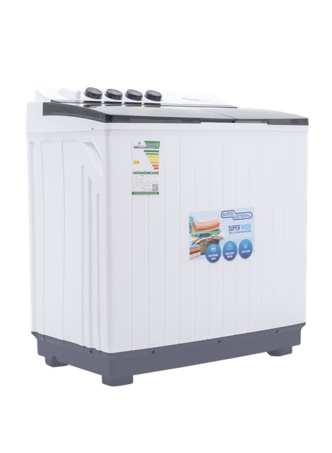 سوبر جنرال غسالة نصف أوتوماتيك مزودة بفلتر لينت سعة 12 كجم KSGW1255 لون أبيض - Image 3