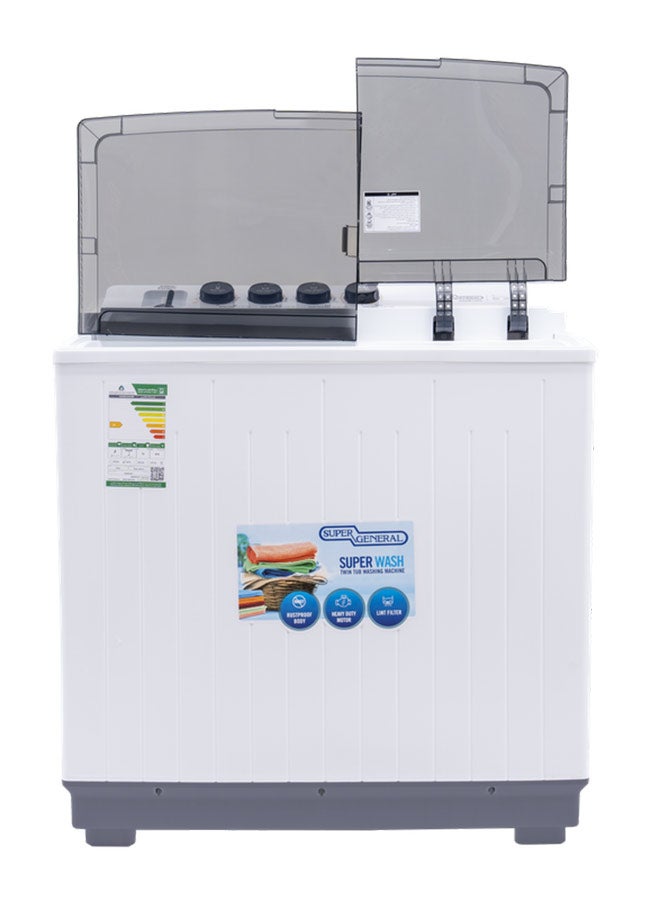 سوبر جنرال غسالة نصف أوتوماتيك مزودة بفلتر لينت سعة 12 كجم KSGW1255 لون أبيض - Image 2