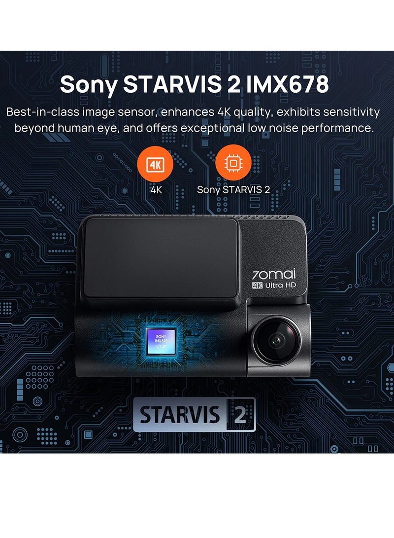 70mai - Dashcam A810 4K HDR Sony STARVIS 2 IMX678 Dual-Channel Optional - Image 1