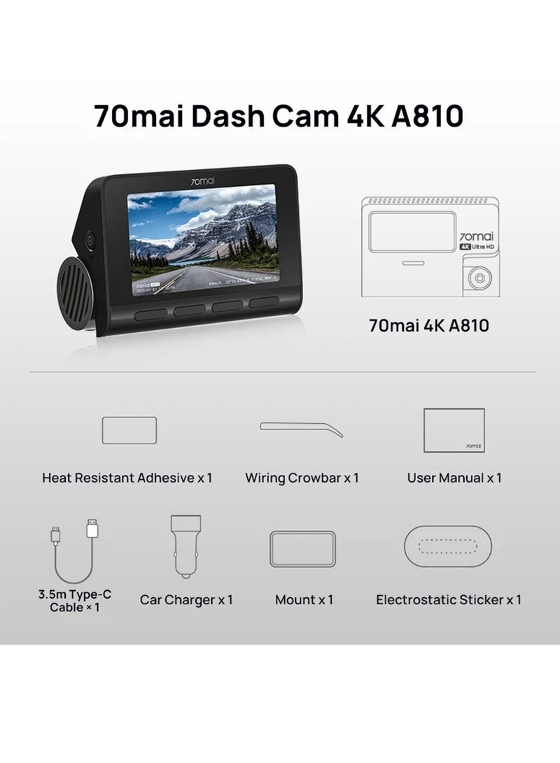 70mai - Dashcam A810 4K HDR Sony STARVIS 2 IMX678 Dual-Channel Optional - Image 1