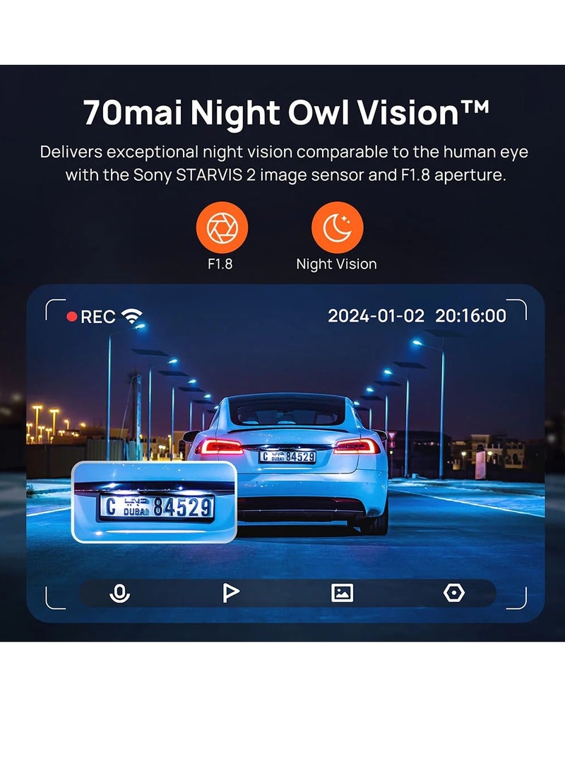 70mai - Dashcam A810 4K HDR Sony STARVIS 2 IMX678 Dual-Channel Optional - Image 1