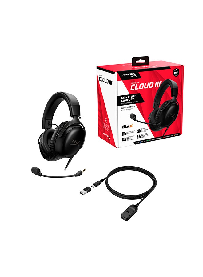 HYPERX - Cloud III Wired Gaming Headset, For PC / PS5 / Xbox Series, Angled 53mm Drivers, Noise Cancelling, With LED Mic Mute Indicator, 10Hz-21kHz Frequency Response, Black | 727A8AA - Image 1