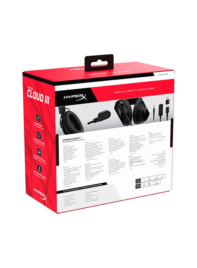 HYPERX - Cloud III Wired Gaming Headset, For PC / PS5 / Xbox Series, Angled 53mm Drivers, Noise Cancelling, With LED Mic Mute Indicator, 10Hz-21kHz Frequency Response, Black | 727A8AA - Image 1