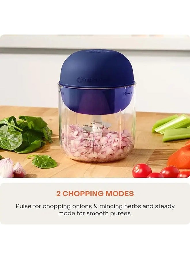 nutricook Rechargeable Chopper With 4 Function BPA Free 500 ml 70 W CH600B-ME Blue  - Image 3