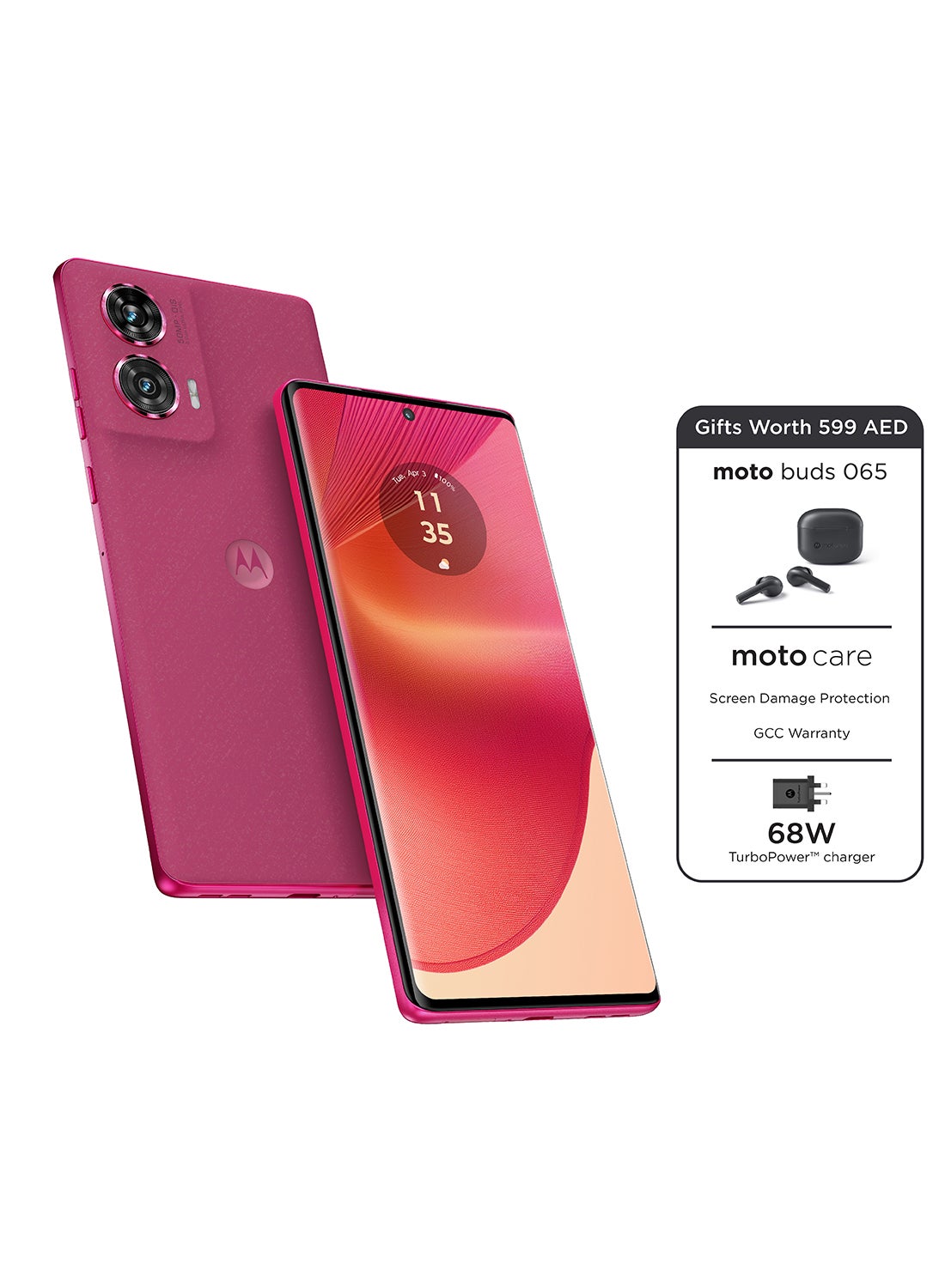 Motorola Edge 50 Fusion Dual SIM Hot Pink 12GB RAM 512GB 5G With Free Moto Buds And Screen Damage Protection- Middle East Version 