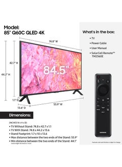 Samsung 85 Inch QLED 4K Smart TV 2023 QA85Q60CAUXZN + 2.0CH Soundbar Plus Bluetooth, Usb, Fm Radio With 600W PMPO 85Q60C+THN322B Titan Gray  - Image 3