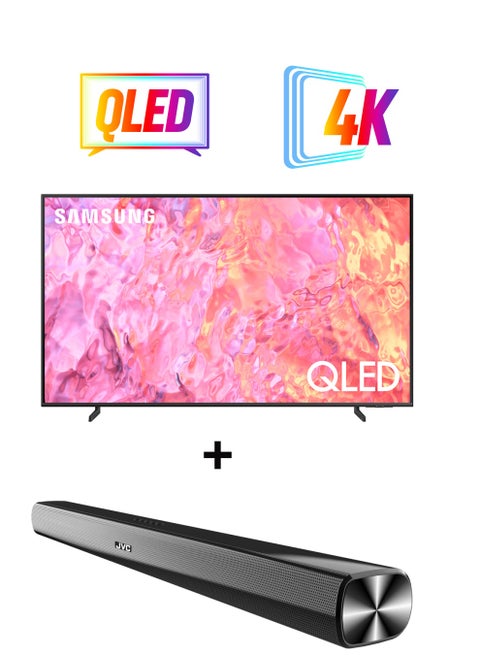 85 Inch QLED 4K Smart TV 2023 QA85Q60CAUXZN + 2.0CH Soundbar Plus Bluetooth, Usb, Fm Radio With 600W PMPO 85Q60C+THN322B Titan Gray