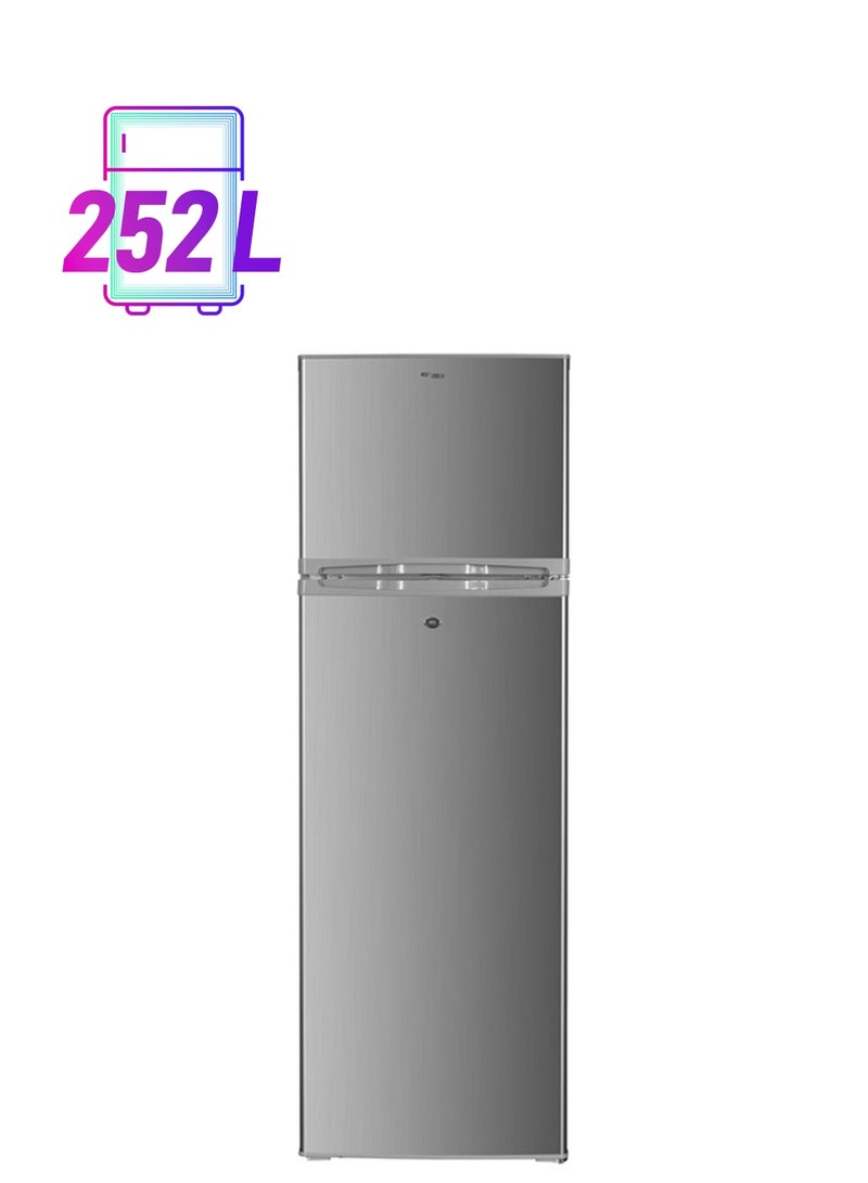 سوبر جنرال - ثلاجة بفريزر علوي وقفل ومفتاح لإزالة الصقيع سعة 252 لترًا KSGR299 فضي - Image 1