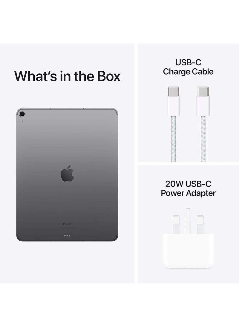 ابل  iPad Air 2024 (الجيل السادس) M2 مقاس 13 بوصة وسعة 256 جيجابايت رمادي غامق يدعم تقنية 5G - الإصدار العالمي - Image 5